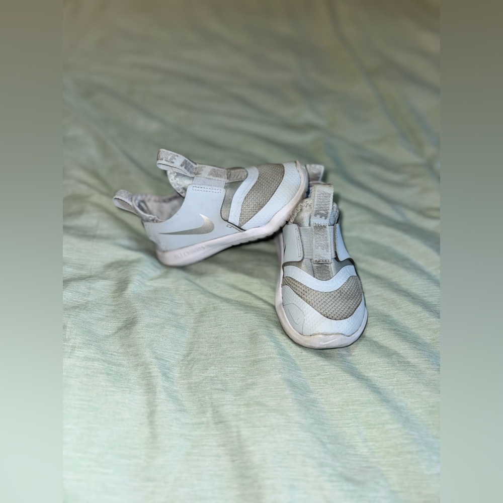 Nike Kids' White and Gray Slip-On Sneakers